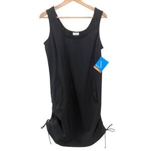 Columbia All Seasons Dress Black M Omni Shade UPF 50 Ruched Pockets NWT